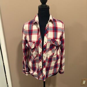 Zara womens plaid snap button shirt size xs